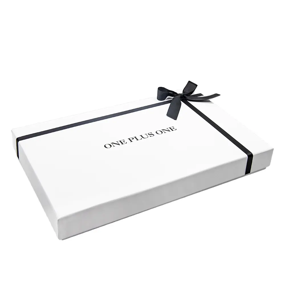 Logo personnalisé luxe blanc carton papier emballage 2 pièces couvercle amovible boîte-cadeau rigide