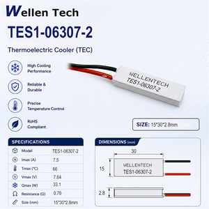 Placas Peltier TES1-06307 15x30x2.8mm 7.64 V 33.1 W para Placa Fría y Caliente - Product Image 1