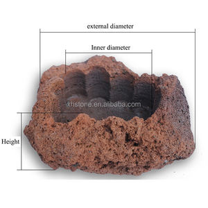 Decoración de jardín al aire libre, macetas de roca de <span class=keywords><strong>piedra</strong></span> de Lava volcánica roja Natural, cuencos de flores, para paisajismo, en venta - Product Image 4