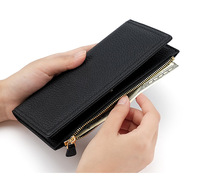 Dompet Kartu Kulit Asli Berkualitas Tinggi Baru Tas Tangan Wanita Grosir Harga Rendah Penutup Ritsleting Menerima Desain Kustom