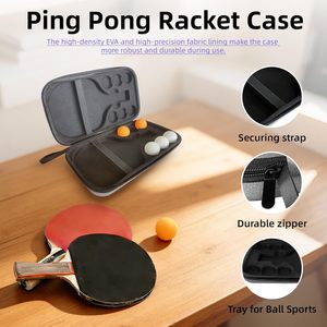 Étui <span class=keywords><strong>de</strong></span> transport antichoc en EVA pour raquette <span class=keywords><strong>de</strong></span> tennis <span class=keywords><strong>de</strong></span> table, doublure intérieure en mousse prédécoupée, sac <span class=keywords><strong>de</strong></span> rangement pour ping-pong avec 6 supports indépendants pour balles - Product Image 4