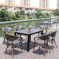 Personalización PE ratán marco de aluminio silla de jardín al aire libre Bistro Buff/muebles de jardín negro Juego de sillas de café