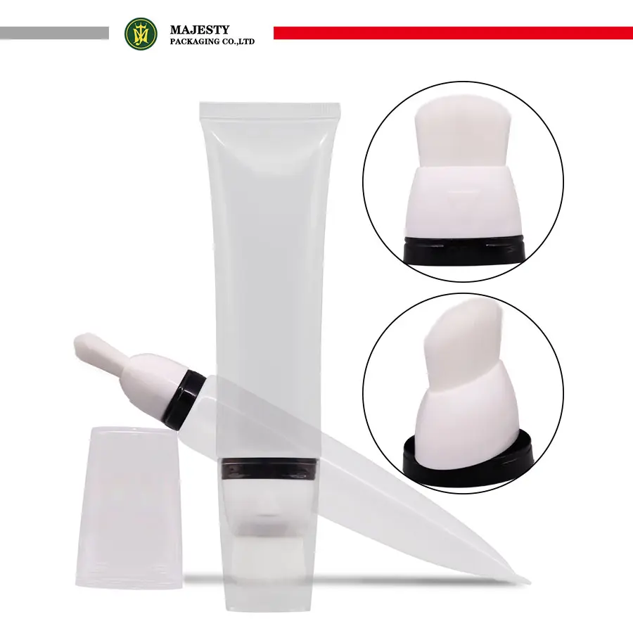 Aangepaste Lege Plastic Buis Met Zachte Borstel Applicator Voor Cosmetische Foundation Buis