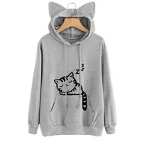 Mädchen plus Größe Hoodies mit Designs Gedruckte Katzen ohren Pullover Hoodies für Teen Girls Cute Fleece Hooded Sweatshirt