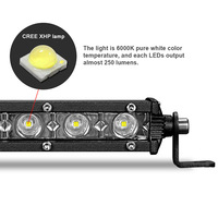 Lampu strip LED mobil 7 inci, ultra-tipis 6-LED satu baris, modifikasi kendaraan off-road, lampu sorot eksternal atap.