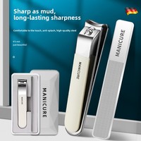 Longhui – Kit de coupe-ongles portable 2-en-1 en acier inoxydable de haute qualité avec lime en verre, coffret cadeau, outils de pédicure pour manucure