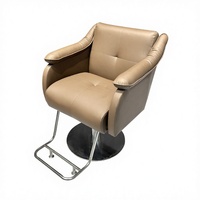 Fauteuil de Barbier Haut de Gamme en Métal, Style Minimaliste Moderne, avec Accoudoirs Rotatifs et Réglables en Hauteur, Mobilier Commercial pour Salons de Coiffure et Barbiers