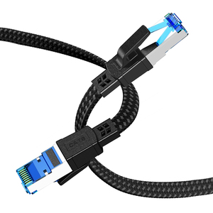 Cat8 <b>Ethernet</b> <b>Cable</b> 40Gbps 2000MHz SFTP <b>Shielded</b> Flat Braided Solid Copper RJ45 Patch Cord High Performance Network <b>Cable</b> for - Product Image 4