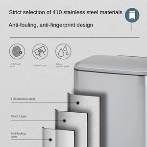 Thương mại Nhà văn phòng thép không gỉ đạp Thùng rác bin lớn khô ướt thang máy vỏ hộp dài thùng loại nắp chất thải thùng cho nhà - Product Image 4