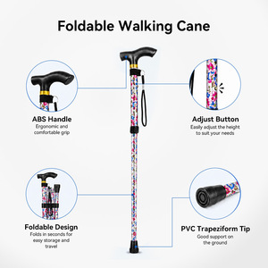 Bastoncini da Trekking Pieghevoli in Lega di Alluminio, Telescopici a 5 Sezioni, Bastone da Passeggio <span class=keywords><strong>Portatile</strong></span> Stampato - Product Image 2
