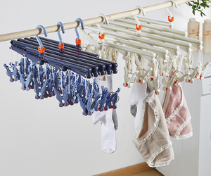 High Quality Durable Plastic Foldable Clothes Rack <strong>Multi</strong>-Clip <strong>Hanger</strong> Sock <strong>Hanger</strong> for Wardrobe Balcony Clothing Store Use Modern - Product Image 3