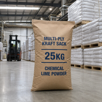 Sac kraft multi-couches 25 kg pour l'emballage de poudre de chaux chimique, conception anti-éclatement à ouverture supérieure