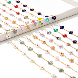 Colorful <b>Beaded</b> Flower Chain by Meter | 18K PVD Gold Plated Stainless Steel 1.5mm Station Chain for DIY Necklace <b>Bracelet</b> <b>Making</b> - Product Image 4