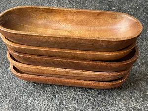 Grandes bols ovales modernes en bois faits à la main, qualité export, pour usage domestique, hôtelier et de restauration, marque RMW, fournisseur indien - Product Image 2