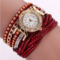Produsen Grosir Jam Tangan Wanita Berhias Model Fashion Tali Panjang Jam Tangan Quartz untuk Wanita