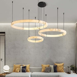 Luminaire suspendu rond moderne en marbre, LED, pour salon, salle à manger, chambre à coucher, lampe de plafond blanche, couverture de 5 à 10 m² - Product Image 3