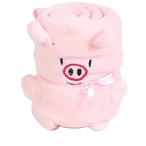G806 3 In 1 Function Plush Pig Cartoon Animal Throw Blanket Breathable Fabric Extra Soft Child Nap Blanket