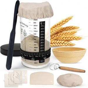 Grand banneton à pain en verre, artisanal, en bois et silicone vert, pour la fabrication du pain français et la pâtisserie - Product Image 6