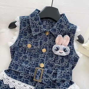 Abito in Denim da ragazza 2025 nuova gonna in pizzo per bambine in versione coreana gonna per bambini - Product Image 3
