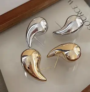 Gold Plated Women Popular Fashion Waterdrop Jewelry Hollow Water Drop Earring Wholesale
