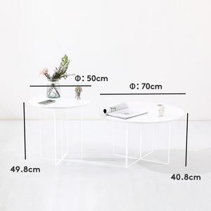 <b>Coffee</b> <b>Table</b> Set Round <b>Acrylic</b> White Modern Minimalist Living Room Home Use - Product Image 5