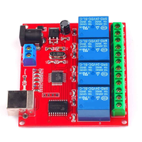 1 Module de relais USB Intelligent Programmable, 4 canaux, 4 voies, DC 5V, 12V, pour ordinateur, contrôle PLC