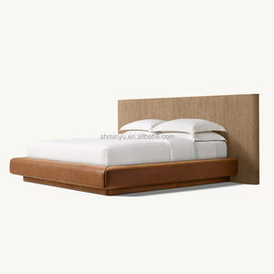 Высококачественный однотонный дубовый каркас кровати во французском стиле с кожаной основой, удлиненная панель для дома, спальни, квартиры - Product Image 4