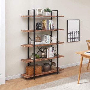 Estantería <span class=keywords><strong>de</strong></span> libros <span class=keywords><strong>de</strong></span> diseño europeo, <span class=keywords><strong>de</strong></span> madera, Industrial, <span class=keywords><strong>escalera</strong></span> <span class=keywords><strong>de</strong></span> 5 niveles, hecha con marco <span class=keywords><strong>de</strong></span> acero - Product Image 2