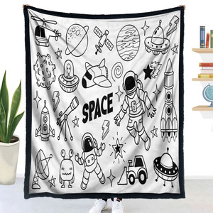 Anma Cross-border Exclusive Hand-painted Winter DIY Coloring <b>Sleep</b> <b>Blanket</b> 100% Polyester Space Style 120x150cm Customizable - Product Image 3
