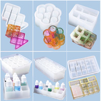 Moule en silicone de qualité supérieure pour boîte de rangement de maquillage et rouges à lèvres, moule en résine pour organisateur de table multi-compartiments