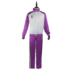 Shiratorizawa Academy Tracksuit Set Purple White Unisex Breathable Cotton Daily Wear - Product Image 1
