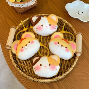 かわいい漫画風トラ猫ぬいぐるみコインケースキーホルダーミニジッパー財布ポーチイヤホンリップスティックバッグチャーム - Product Image 3