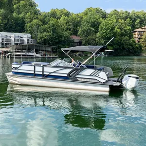 2024 27ft aluminium ponton bateau de luxe pont fête bateau avec siège électrique à vendre