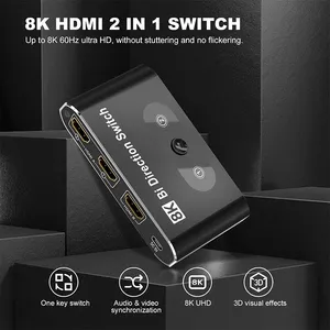 Upgraded HDMI Switcher 8K60Hz 1x2 Bi-Directional Switcher Uncompressed Video Quality Up To 8K60Hz 4K120Hz HD Resolution For PC