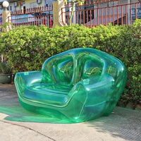 Canapé gonflable de couleur verte transparente siège Double personne chaise soufflante cour Portable canapé gonflable canapé d'air sur Stock