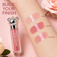 Gloss à lèvres 2,5 ml à marque privée, motif Ours Mignon, effet miroir, anti-transfert, résistant à l'eau, en tubes, pour un look naturel