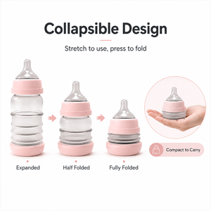 <span class=keywords><strong>Biberon</strong></span> en silicone anti-colique à débit moyen pour nouveau-né, sans BPA, avec poignée en forme de pomme pour bébé garçon - Product Image 2