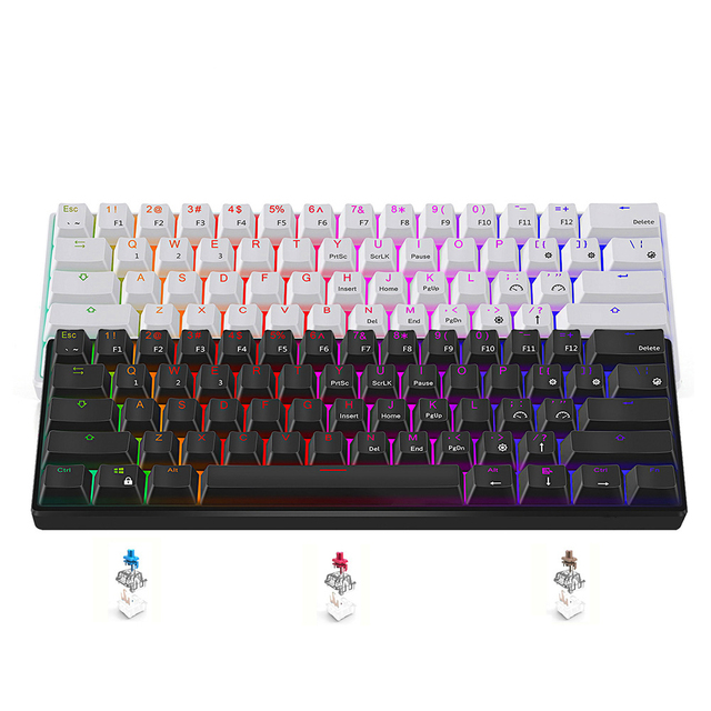 18 RGB LED Light Effect Backlight RK61 Keyboards 61 Keys Mini Portable Wireless Mechanical Gaming Keyboard Factory Price