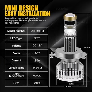 <span class=keywords><strong>Mini</strong></span> Lentille LED Y9 PRO H4 Phares LED 60w 6000lm Avec Projecteur Lentille Phare Voiture Led Lumière Led Canbus H4 Led Lampe Led H4 Ampoule - Product Image 3