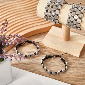 <b>Red</b> Rope Braided St. Benedict Virgin Mary Saint Jude Rosary Handmade <b>Red</b> String Cross Woven <b>Bracelet</b> Christian Prayer - Product Image 2