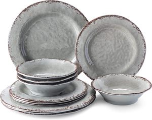 Assiettes en mélamine grise de 9 pouces ensemble de 6 pièces assiettes à salade/dessert de ferme ensemble de plats résistants aux chocs et aux taches excellent - Product Image 5