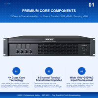 HKNC HK-A2705 Profesyonel Güç Amplifikatörü 4*700W Dört Kanallı H+ Sınıfı Geniş Voltaj 170-250VAC Konser, Konferans, KTV için