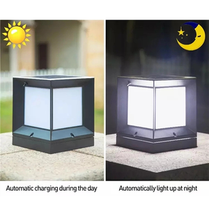 Linterna de <span class=keywords><strong>pedestal</strong></span> de aluminio negro cuadrado, poste de valla <span class=keywords><strong>para</strong></span> exteriores, luces de columna, luz impermeable <span class=keywords><strong>para</strong></span> jardín, patio, lámpara de Pilar LED - Product Image 3