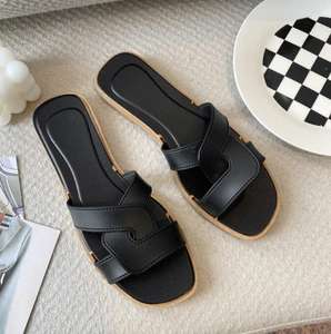 Sandalias Planas de Playa Personalizadas para Mujer, Diseño de Una Sola Tira, Color Sólido, con Amortiguación, para Primavera y Otoño - Product Image 4