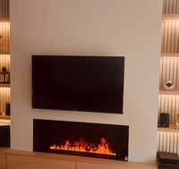 Chimenea de Vapor de Agua Contemporánea para Sala de Estar Interior, Chimenea Eléctrica sin Humo con Llama LED, Debajo del Mueble para TV