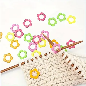 Colorful Paint Five Leaf Flower Ring Knitting Stitch Marker Crochet Knitting Sewing Marker Accessories
