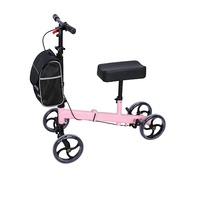 Déambulateur à genou directionnel à 4 roues avec repose-genou rembourré, double frein et sac de rangement pour la récupération des blessures à la jambe, au pied et à la cheville