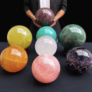 Sphère de cristal de quartz rose poli de grande taille naturelle, citrine, améthyste, grosse boule de cristal de quartz transparente pour la décoration - Product Image 2