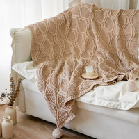 Nordic Sofa Verdickte Abdeckung Gestrickte Klimaanlage Reise Strick decke mit Kugel quaste