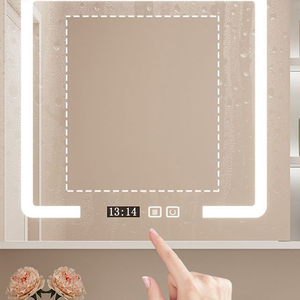 Ensemble <span class=keywords><strong>de</strong></span> meuble-lavabo mural moderne à cannelures avec vasque en céramique intégrée et armoire <span class=keywords><strong>miroir</strong></span> LED pour projets hôteliers et villas <span class=keywords><strong>de</strong></span> luxe - Product Image 2